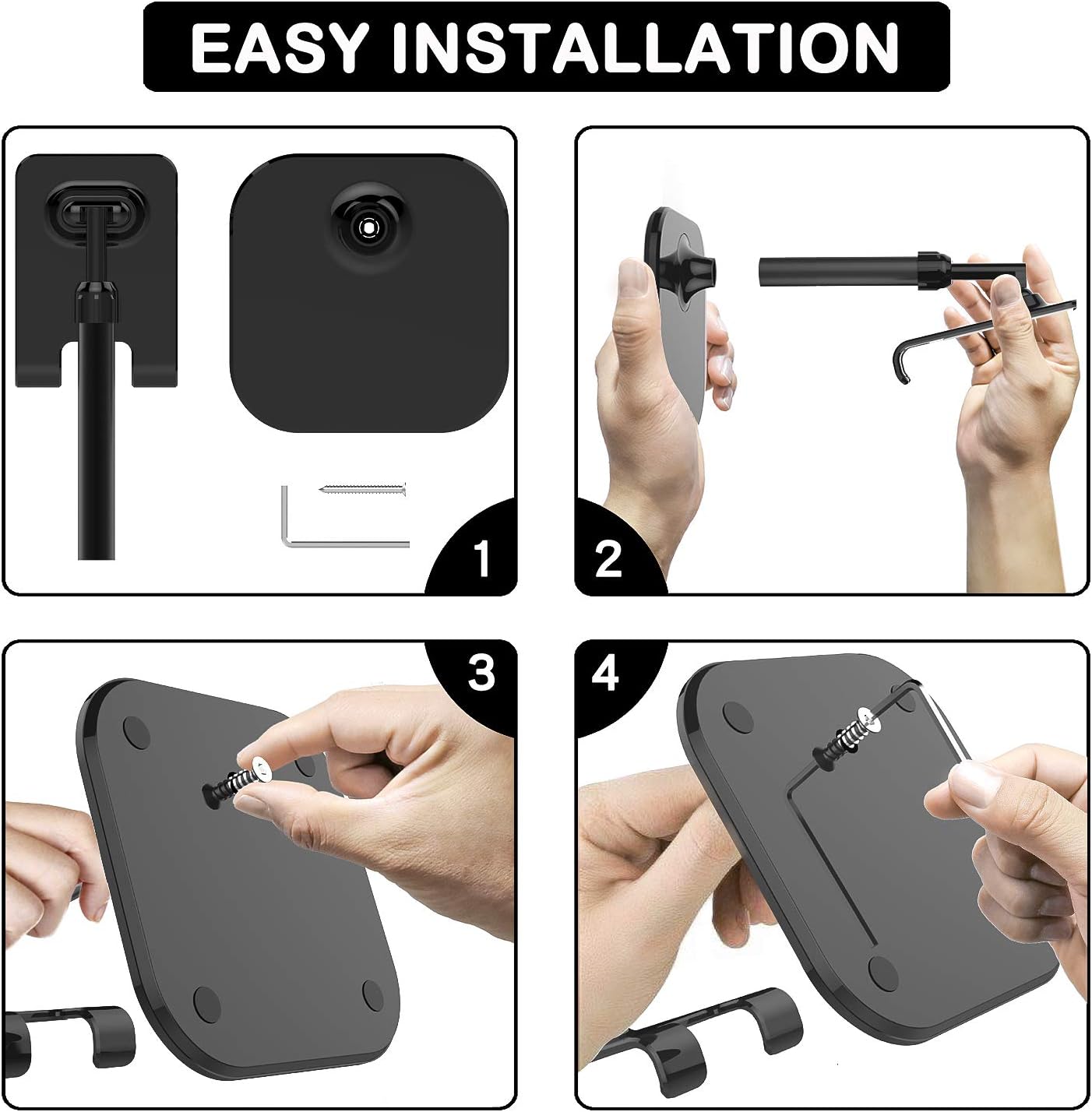 Doboli Cell Phone Stand, Phone Stand for Desk, Phone Holder Stand Compatible with iPhone and All Mobile Phones Tablet, Gifts for Adults Women Men Mom Wife, Black