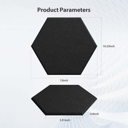 12 Pack Acoustic Panels Self Adhesive Sound Proof Foam, High Density Sound Acoustic Foam Panel, 12X10.23X0.4 Inch Hexagon Wall Panels in Home,Office,Reccording Room,Studio(Black)