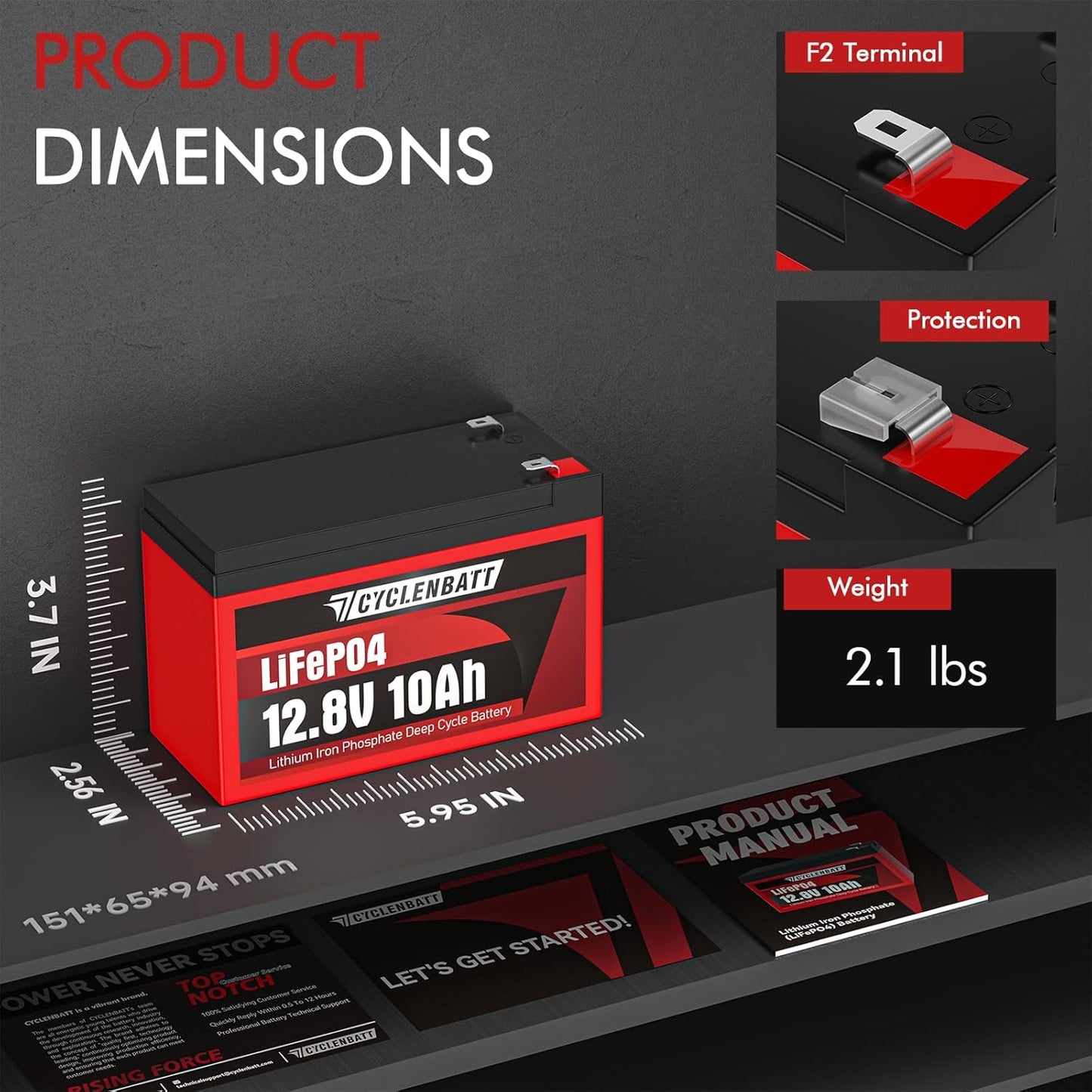12V 10Ah Lithium Battery, 5000+ Cycles LiFePO4 12V 10Ah Battery Built-in 10A BMS, 12V Lithium Battery Suitable for Power Wheels, Fish Finder, UPS, Solar Battery, HAM Radio