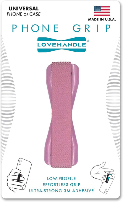 LOVEHANDLE Universal Phone Grip for Smartphones & Mini Tablets - Phone Holder for Hand - Wireless Charging Compatible - Made in The USA - Solid Blush