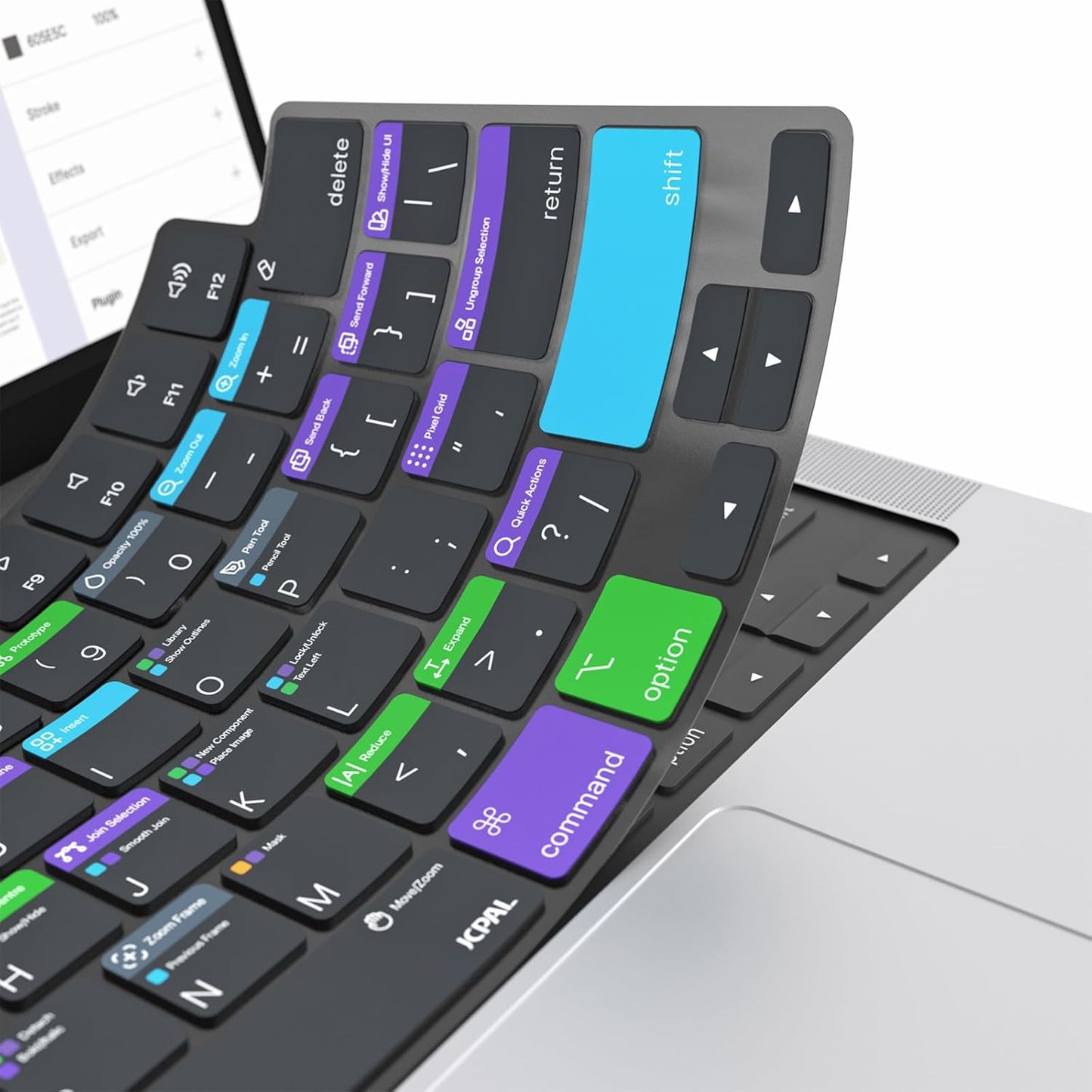 JCPal Figma Shortcut Guide Keyboard Cover for Apple MacBook Pro 14 inch and MacBook Pro 16 inch (M1-M4 Models) and MacBook Air 13 inch and MacBook Air 15 inch (M2-M4 Models) (US-Layout)