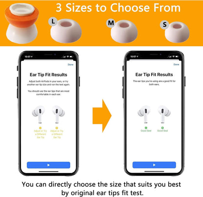 Airpod Pro Ear Tip Memory Foam & Silicone Hybrid Ear Tips, Perfect Noise Reduction, Stays in Your Ears, Ultra-Comfort, Anti-Slip Eartips, Fit in The Charging Case (Orange, Small)