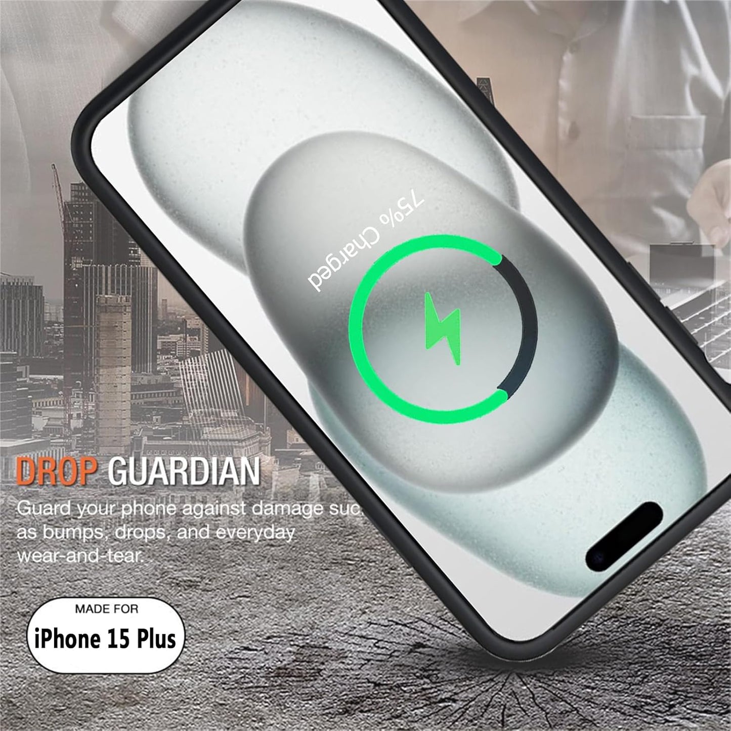 Battery Case for iPhone 15 Plus, 12000mAh Rechargeable Portable Charging Case with Wireless Charging Compatible for iPhone 15 Plus (6.7 inch) with Carplay Extended Battery Pack Charger Case (Black)