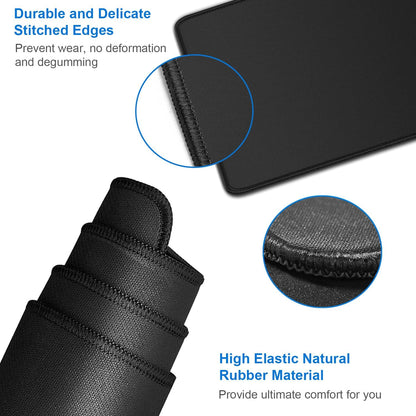 Large Extended Gaming Mouse Pad, Water Resist Non-Slip Mousepad Rubber Base Long Desk Mouse Pad with Stitched Edges, Computer Keyboard Mouse Mat for Gaming, Office & Home, 31.5 x 11.7 in, Black
