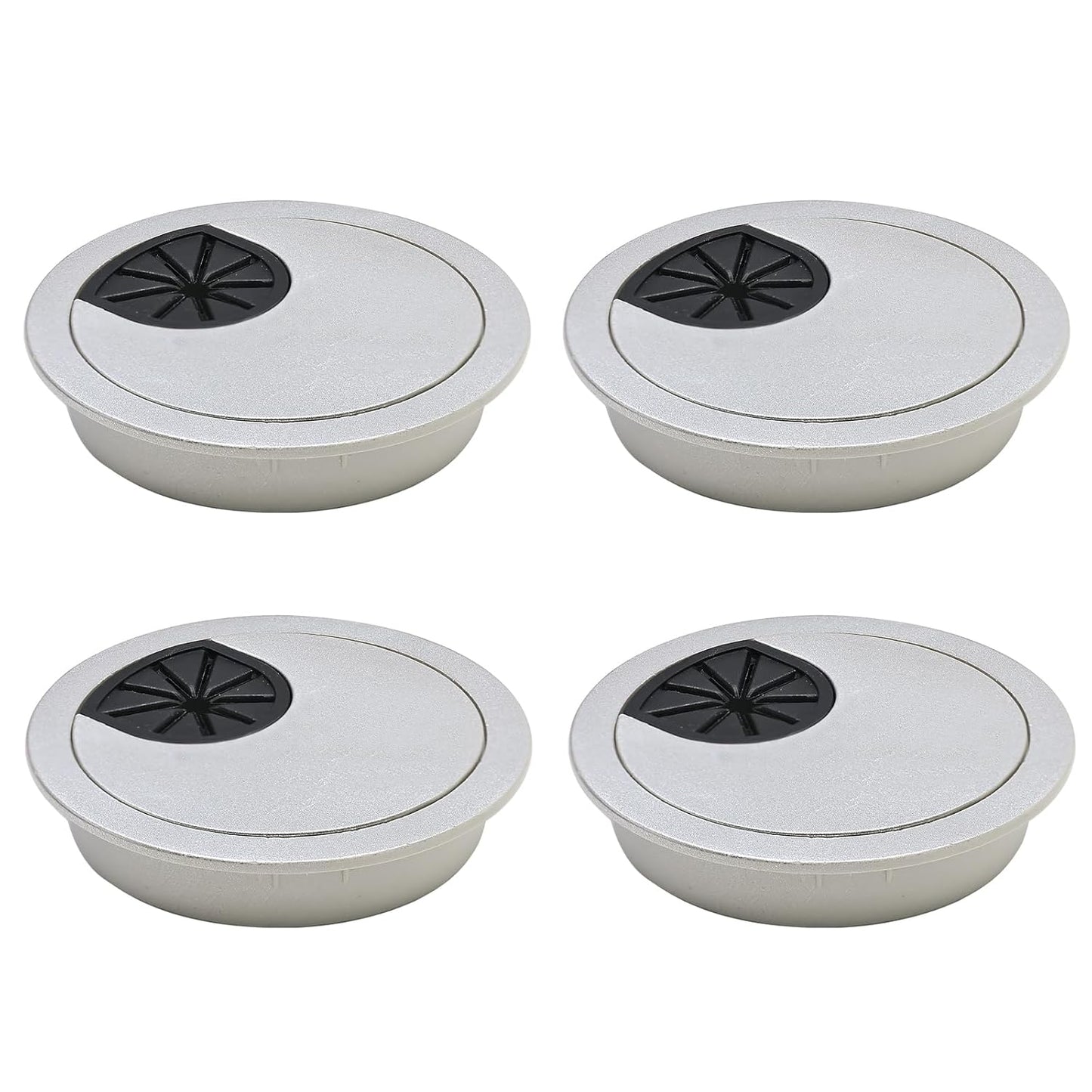 Desk Grommet 3-1/8" (80 mm), Desk Cord Hole Cover, Cable Grommet ABS Plastic, Desk Hole Grommet for Office and Home Table Cable, Detachable Cable Cord Organizer (Silver Sand 4 Pcs)