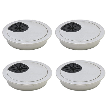 Desk Grommet 2-3/8" (60 mm), Desk Cord Hole Cover, Cable Grommet ABS Plastic, Desk Hole Grommet for Office and Home Table Cable, Detachable Cable Cord Organizer (Silver Sand 4 Pcs)