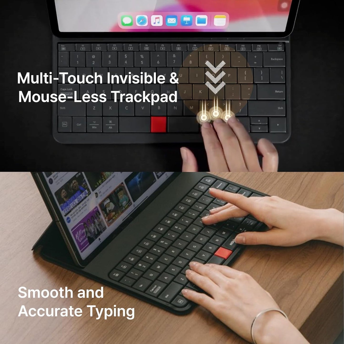MOKIBO Fusion Keyboard, iPad Pro 12.9" Case, Wireless Touchpad Keyboard with Built-in Trackpad, Bluetooth
