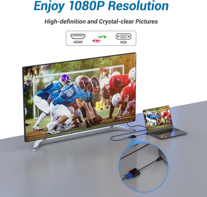 Half-Dozen HDMI to VGA Adapter, 6PCS HDMI to VGA Unidirectional Converter (Male to Female), Compatible with Computers, desktops, laptops, PCs, Monitors, projectors, HD TVs