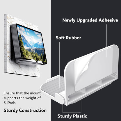 pzoz Wall Mount Cell Phone Holder for Outlet, Foldable Cellphone Stand for Mirror Bathroom Shelf Shower Bedroom Kitchen or Dorm Charging, Compatible with iPhone iPad or Tablet (White)