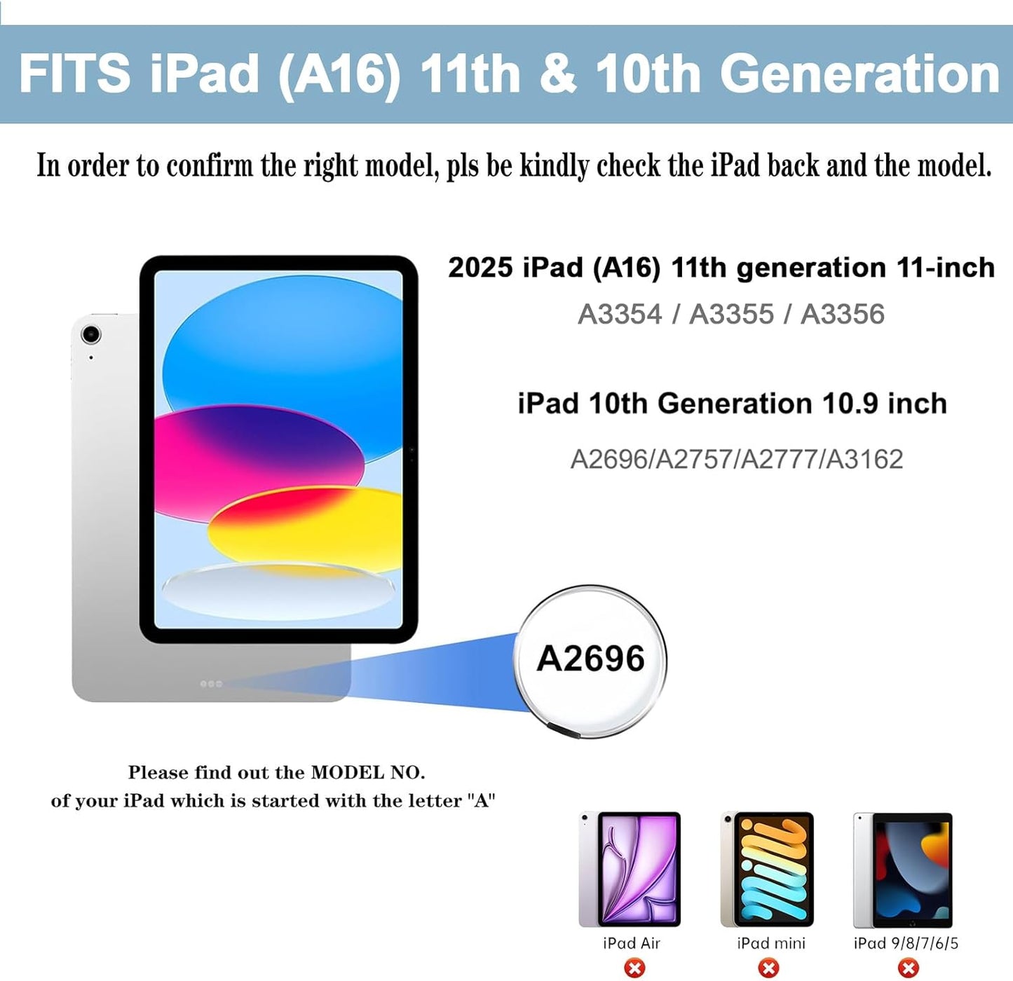 Detachable Keyboard Case for iPad 10th Gen & 11th Gen (A16, 2025), Magnetic, Slim Cover with Multi-Touch Trackpad, Detachable Backlit Keyboard with Kickstand Lightweight, Black