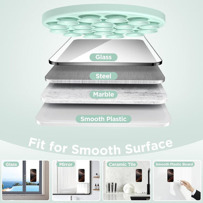 Magnetic Suction Cup Phone Mount for MagSafe Case, Silicone Hands-Free Phone Grip Holder for iPhone and Android, Mirror Shower Phone Stand for Makeup FaceTime Gym Kitchen Bathroom, Mint Green