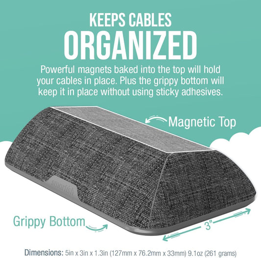 Smartish® Magnetic Cord Holder - Bigger Cable Wrangler Organizer with Magnet Clips for Charger Management on Desktop, Nightstand, or Side Table - Holds 6+ Cables - No. 2 Pencil Gray