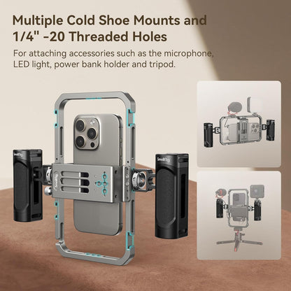 SmallRig Universal Phone Cage, Smartphone Video Rig Kit with Handles, Handheld Filmmaking Vlogging Case Stabilizer for Videomaker, for iPhone for Samsung for Pixel and Other Android Phones