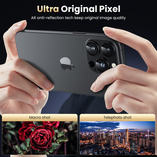 WSKEN for iPhone 16 Pro/iPhone 16 Pro Max Camera Lens Protector, [Military Grade Shatterproof] [Strong Adsorption] Metal Aluminum Alloy Tempered Glass Camera Screen Protector, Black Titanium