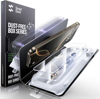 SMARTDEVIL 3 Pack Screen Protector for iPhone 16 Pro Max, Bubble-and-Dust-Free Box, HD Tempered Glass, Military Grade Shatterproof & Ultra Durable, Easy Installation