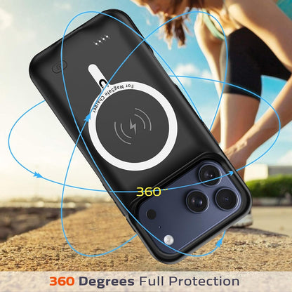 Battery Case for iPhone 17 Pro Max, Upgraded 12000mAh Rechargeable Portable Extended Battery Pack Supported Qi Wireless Charging Case Compatible with iPhone 17 Pro Max (6.9 inch) Charger Cover (Black)