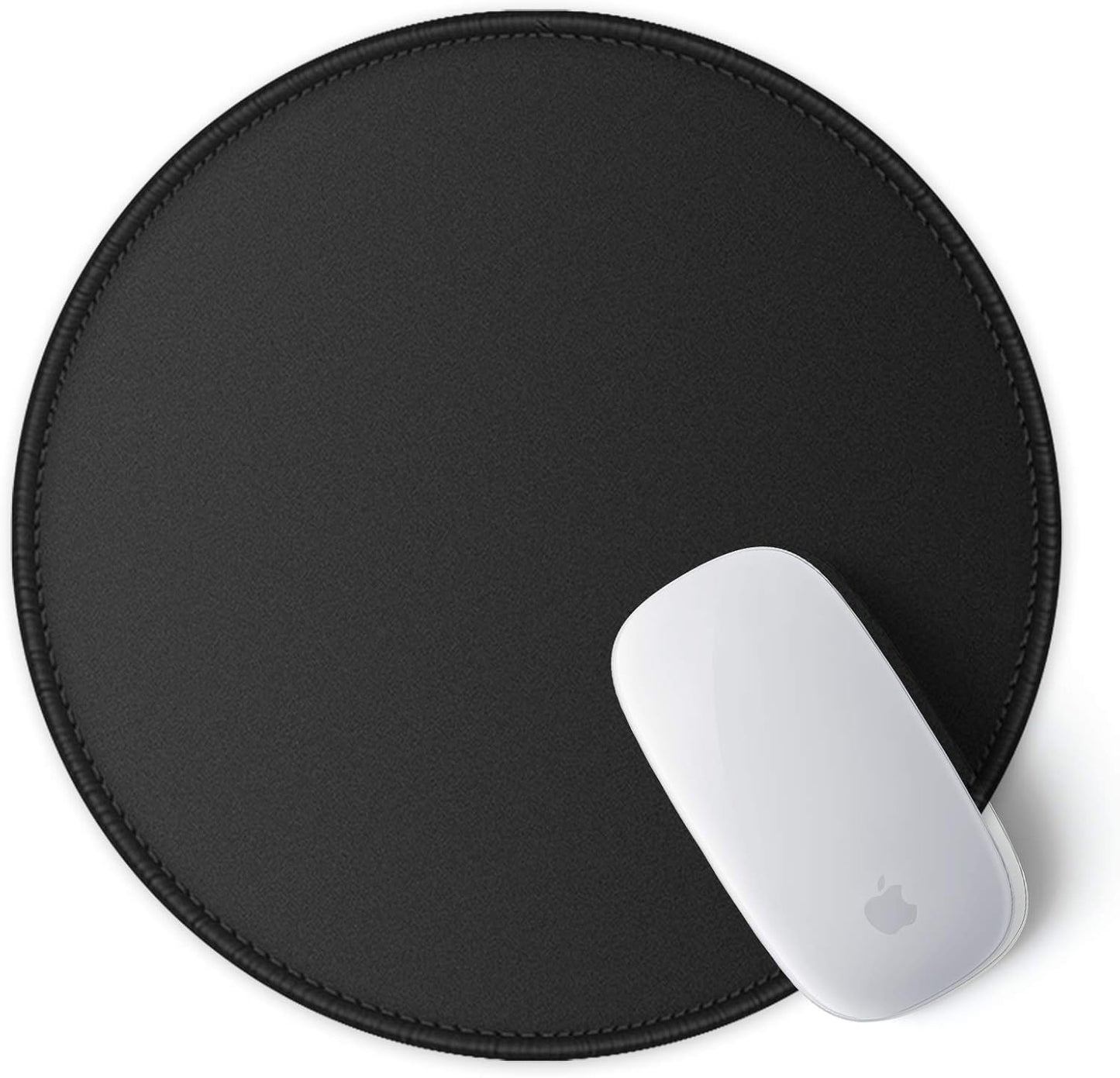 ITNRSIIET Round Mouse Pad with Stitched Edge Premium-Textured Waterproof Non-Slip Rubber Base Desktop Protection Mat Diameter 8.7 inches, Classic Black