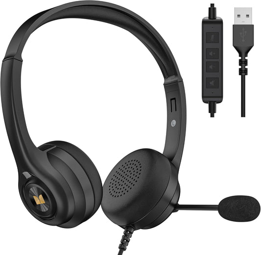 Monster VoiceLink 100 Wired Binaural Headset for PC/Laptop, Computer Headset Stereo Headphones with Microphone, Clear Talk USB-C Wired Headphone for Office, Telephone Counselling Services Work