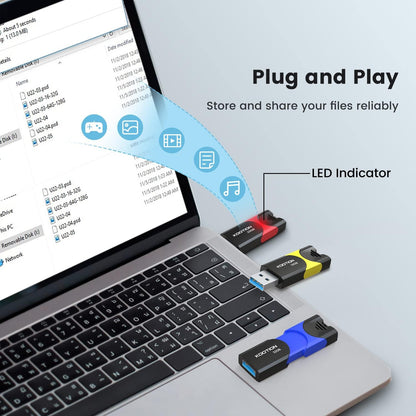 32GB USB 3.0 Flash Drive 10 Pack KOOTION Thumb Drive 3.0 Retractable 32G Zip Drive Ultra High Speed USB Stick Jump Drive Rugged Memory Stick with LED Indicator for Data Storage and Transfer