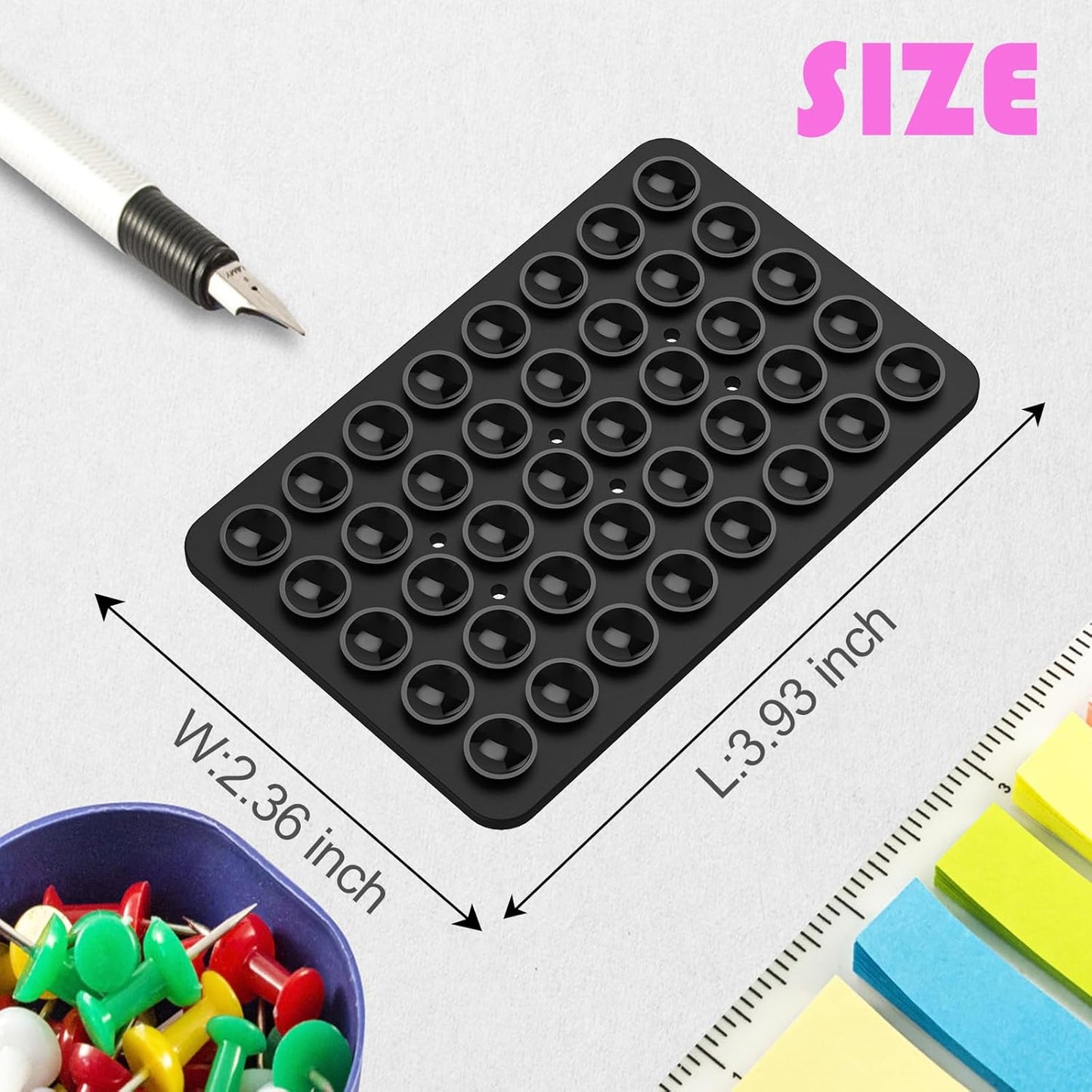 Silicone Double Sided Suction Phone Case Mount, Detachable Hands Free & Strong Grip Holder for Selfies & Videos, Compatible iPhone Android (Black, 1Pack)