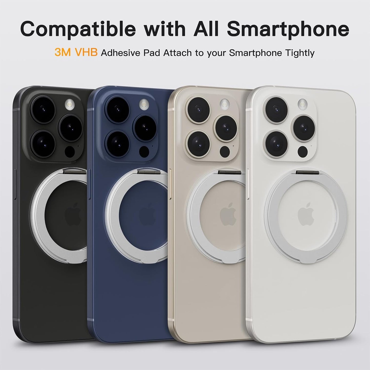 COOLQO 2Pcs 360 Spin Cell Grip Ring Phone Stand [Upgrade Gear Hinge Stress Anxiety Relief] Magnetic Holders for Your car Accessories Desk Mount Compatible with iPhone All Smartphones, Silver