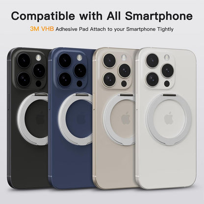 COOLQO 4Pcs 360 Spin Cell Grip Ring Phone Stand [Upgrade Gear Hinge Stress Anxiety Relief] Magnetic Holders for Your car Accessories Desk Mount Compatible with iPhone All Smartphones, Silver