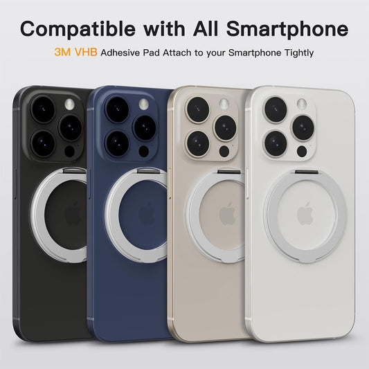 COOLQO 4Pcs 360 Spin Cell Grip Ring Phone Stand [Upgrade Gear Hinge Stress Anxiety Relief] Magnetic Holders for Your car Accessories Desk Mount Compatible with iPhone All Smartphones, Silver