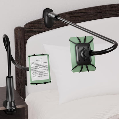 Gooseneck Kindle Holder for Reading in Bed - [Anti-Slip] Phone Holder for Bed, Kindle Paperwhite Stand Accessories, Overhead Cell Phone Clamp Mount for Desk, for Tablets 4-10 inches