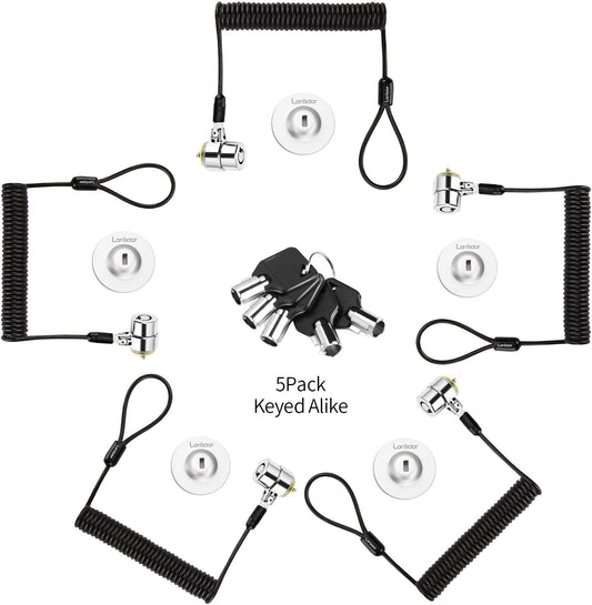 5Pack Single Package keyed Alike Security Hardware Cable Lock Kit Laptop Lock 5Keys 6.2Ft for Monitors, Laptops, MacBooks, Tablets, iPad,Mac mini (5PCS keyed Alike)