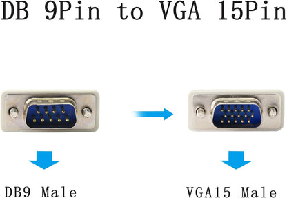 PNGKNYOCN 4.5 Feet DB 9 Pin Male to VGA 15 Pin Male Adapter Cable, RS232 to VGA Conversion Cable， for Computer,Printers, Scanners