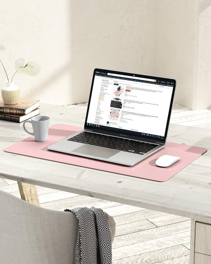 YSAGi Non-Slip Leather Desk Pad, Waterproof Laptop Computer Desk Keyboard Mat, Table Protector Blotter Mat, Large Mouse Pad for Office/Work/Home/Decor(Pink, 23.6" x 13.7")
