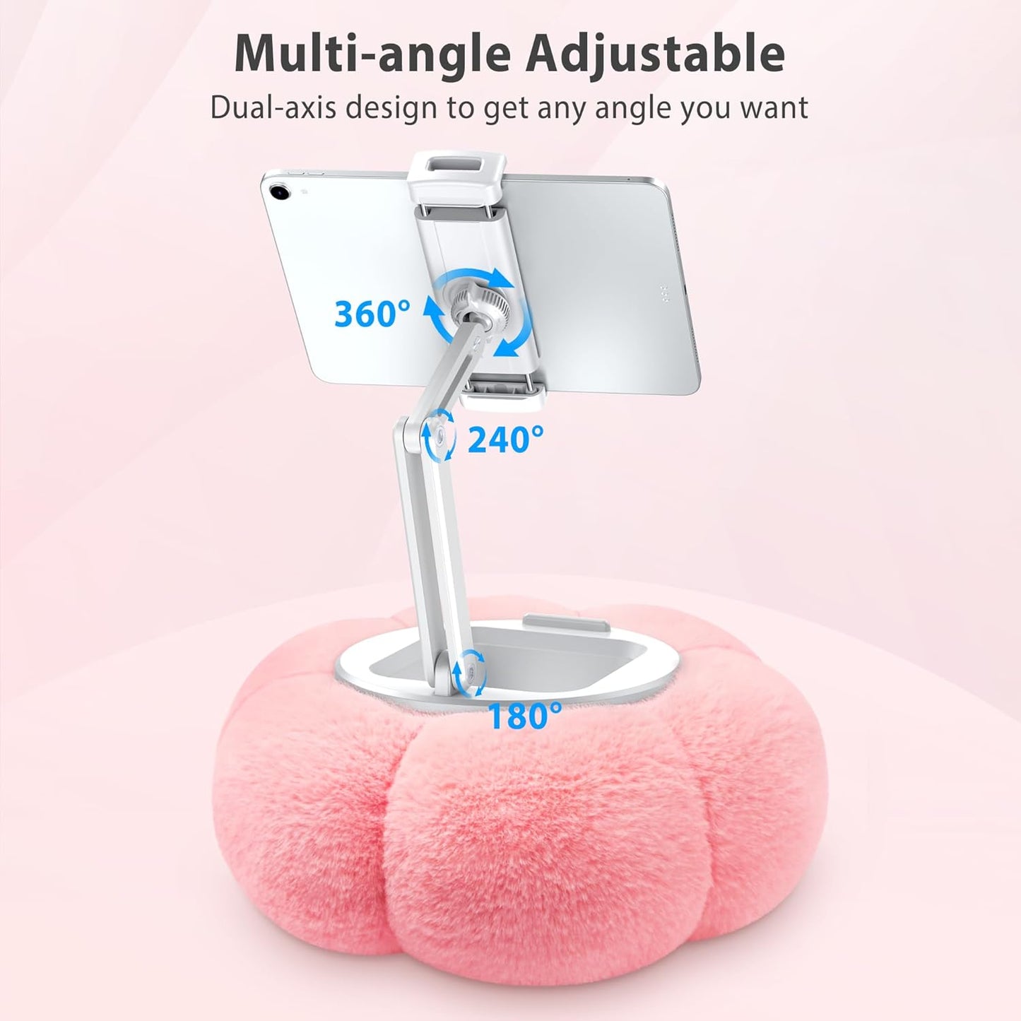 CreaDream Pumpkin Tablet Pillow Stand Holder for Kindle iPad, Adjustable Phone Pillow Stand for Lap Bed with Detachable Snack Bowl, Compatible with 4.7"-13" Tablet, iPad, iPhone, Samsung Tabs, Kindle