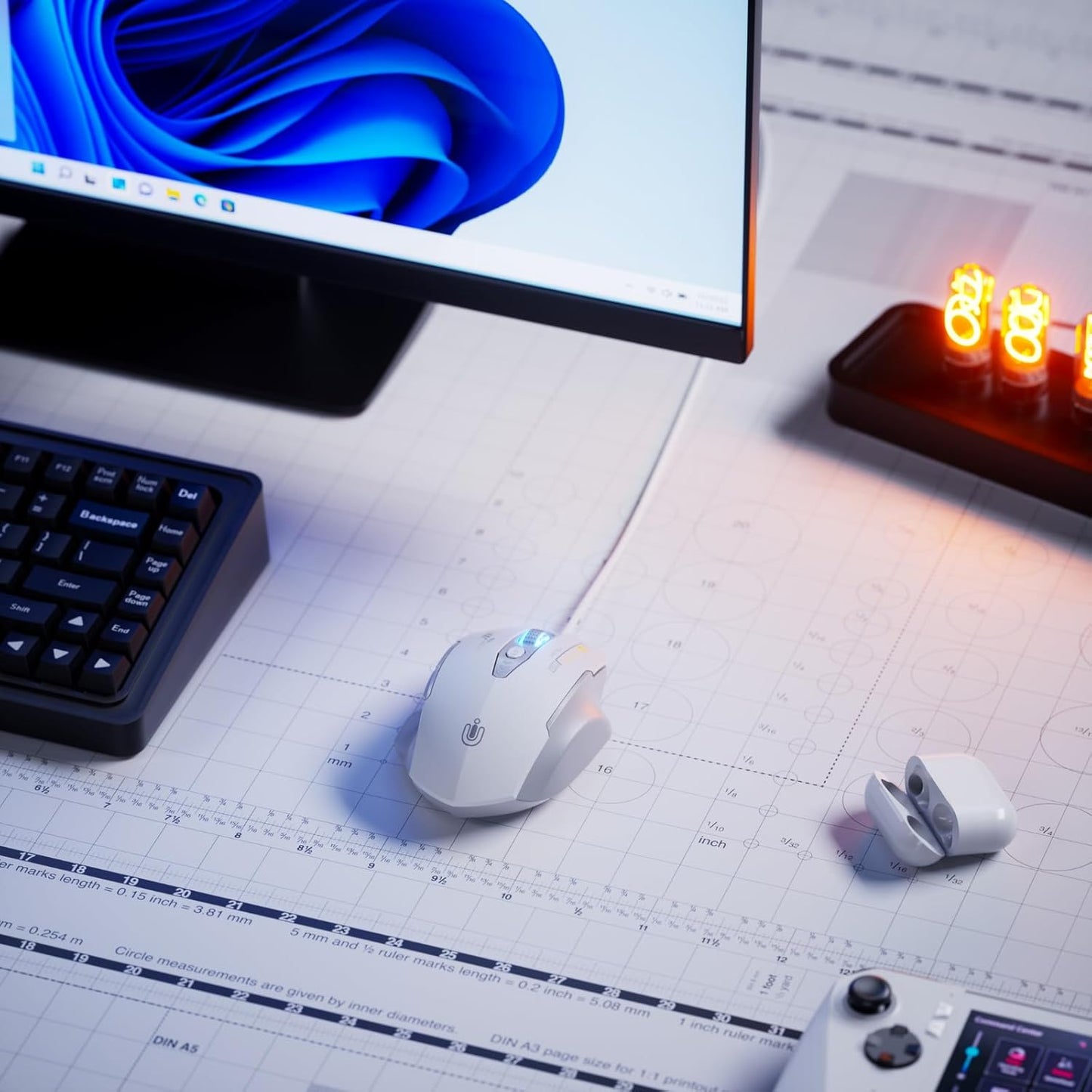 Wired Mouse, 4 Levels Adjustable DPI, 6 Programmable Buttons, Ergonomic Computer Wired Mouse for PC Laptop Computer for Working and Gaming - Plug & Play (White)