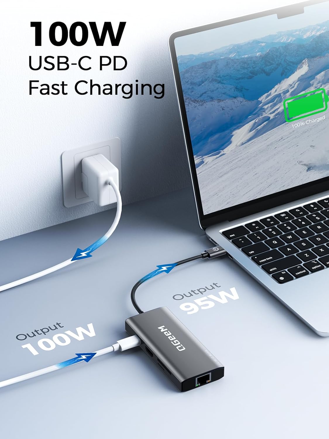 QGeeM USB C Hub Ethernet,9 in 1 USB Type C Hub HDMI Multi-Port Converter Adapter,100W Pd, USB 3.0,SD/TF Card Reader,Compatible for MacBook Pro Air Ipad HP Dell Lenovo Chromebook etc.