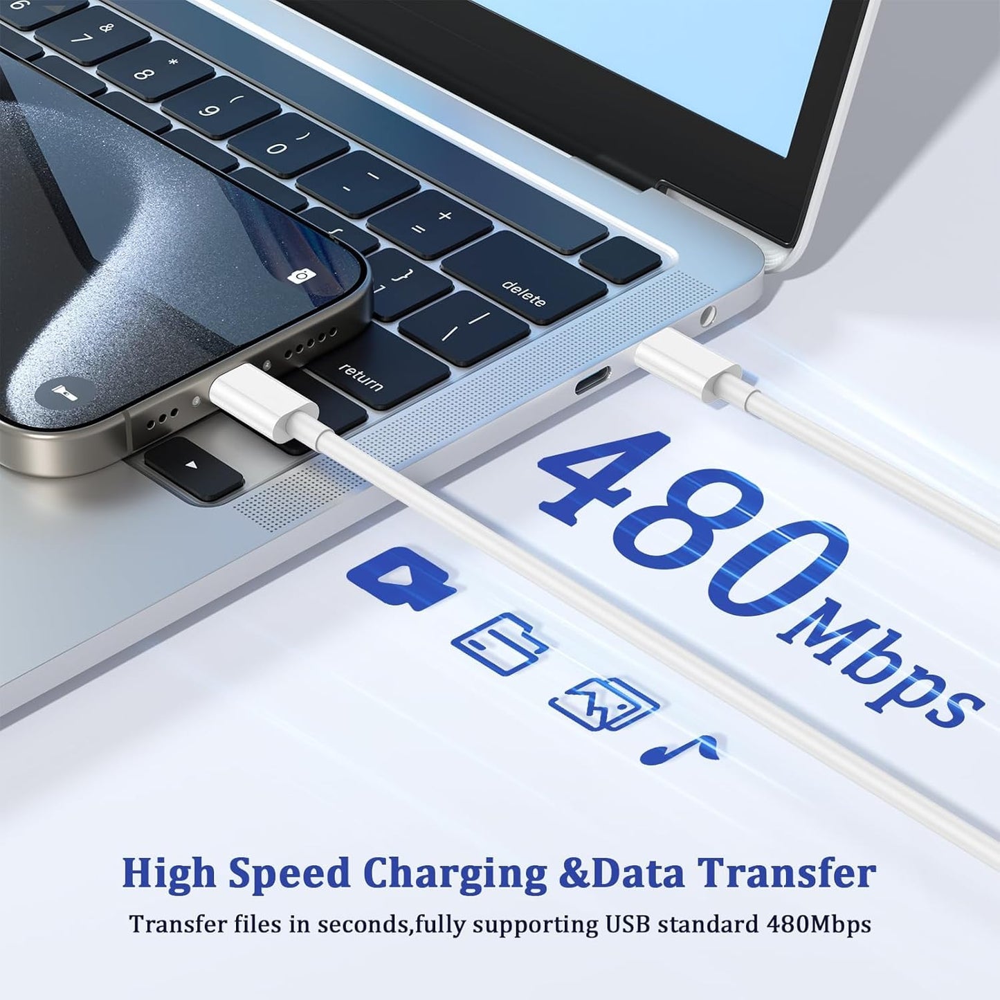 Long USB C Cable 10ft Fast Charging,3Pack 60W Type C to C 10 ft Charger Cord for Apple for iPhone 16/15/15 Pro/Plus/Pro Max,for MacBook Pro/Air,for IPad Air 4/5/Mini 6/Pro Charge 10 feet