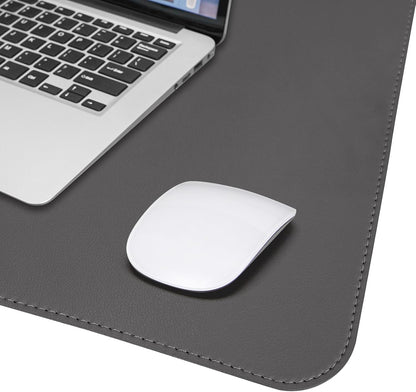 Leather Desk pad Protector, Large Desk mat with Natural Cork & PU Leather,Mouse pad,Non-Slip Office Desk Mat,Waterproof Desk Writing Pad for Office and Home (47in*17in,Dark Grey)