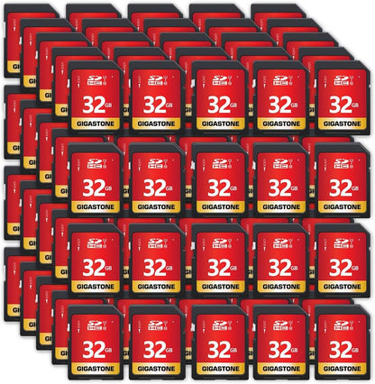 GIGASTONE 32GB SD Card 100-Pack UHS-I U1 Class 10 SDHC Memory Card High-Speed Full HD Video Compatible with Canon Digital Camera, SPYPOINT TACTACAM Trail Camera, with 100 Mini Cases
