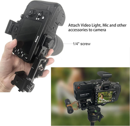 3 Port Cold Shoe Mount Plate for Camera LED Monitor Microphone etc., Aluminum Camera Triple Cold Shoe Extension Bracket Compatible with DJI OSMO Mobile 7P/67/SE, Zhiyun 5S/4/ Feiyu Gimbal Stabilizer