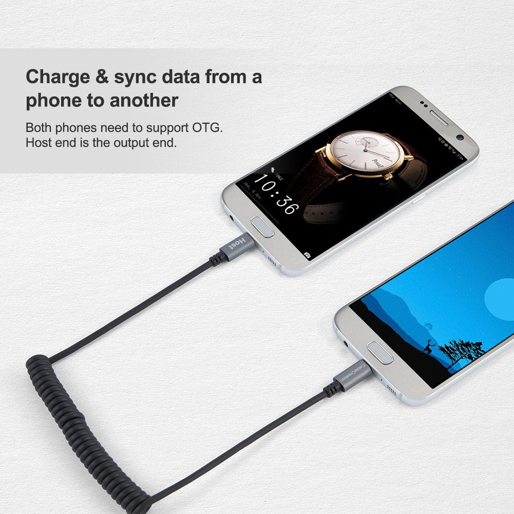 CableCreation Micro USB to Micro USB Coiled Cable 0.56ft to 4ft, Coiled Micro OTG Cable with Gold Plated Connector Aluminium Shell Works for Raspberry Pi Zero, Smart Phones, DJI Remote, Black