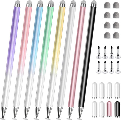 Stylus Pen for Touchscreen, 2 in 1 Stylists Pens Compatible with All Touch Screens Devices, Tablets, iPhone, iPad, Android, Computer, Laptop, Fine Disc Tip Drawing Styluses [8 Pack]