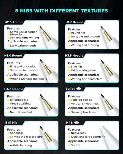 8-Pack Carbon Fiber Replacement Tips for Apple Pencil Pro/2nd/1st Gen/USB-C, Upgraded Nibs for Bare Screen & Tempered Glass with Storage Case - Pink