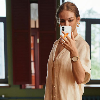 Grat 3 Lite Magnetic Phone Loop, [Nylon-core Silicone Strap] 360° Rotatable Phone Grip, Detachable Finger Holder Compatible with Magsafe for iPhone 16 15 14 13 12 Pro/max, Silver