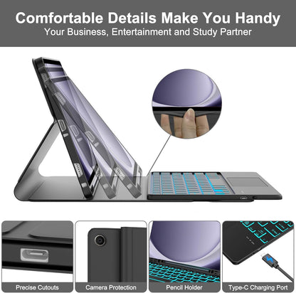 Backlit Touchpad Keyboard Case for Samsung Galaxy Tab A9 Plus 5G 11 Inch 2023 Model (SM-X210/X215/X216/X218), Magnetic Detachable Keyboard Cover with S Pen Holder for Galaxy Tab A9+ 11", (Black)