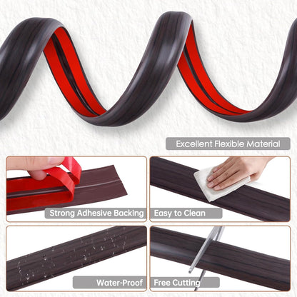 Floor Cord Cover for Wires on Floor Self Adhesive Cord Hider Floor Cable Management Wire Covers for Cords Protector Prevent Cable Trips Cord Cavity W 0.51" x H 0.31", Black Walnut, 3.3Ft