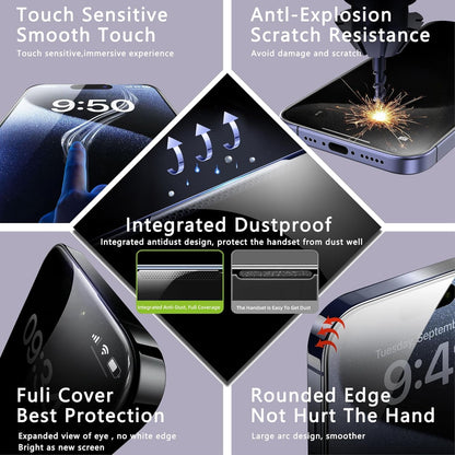 Screen Protector for iPhone 17, iPhone 16 Pro 6.3-Inch, 2 Pack, 9H Tempered Glass, HD Clear, Full Cover, Anti-Fingerprint, Easy Installation