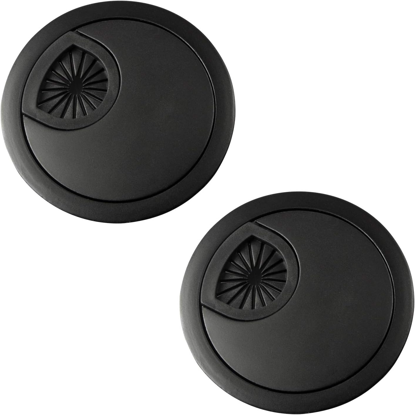 Desk Grommet for Wire Organizer,PC Computer Desk Plastic Grommet Cord, Tidy Cable Hole Cover Organizers,2 Pack (53mm, Black)