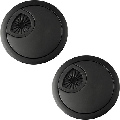 Desk Grommet for Wire Organizer,PC Computer Desk Plastic Grommet Cord, Tidy Cable Hole Cover Organizers,2 Pack (53mm, Black)