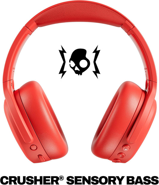 Skullcandy Crusher ANC 2 Wireless Over-Ear Bluetooth Headphones with Multi-Sensory Bass, Active Noise Cancelling, Up to 60 Hours Battery, Microphone for iPhone Android - Plasma