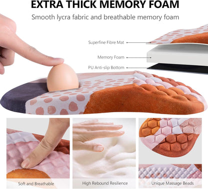 Mouse Pad Wrist Support, Laokiiy 2 in1 Keyboard Wrist Rest+ Ergonomic Mouse Pad, Non-Slip Wrist Rest for Computer Keyboard, Made Easy Typing & Relieve Wrist Pain Boho