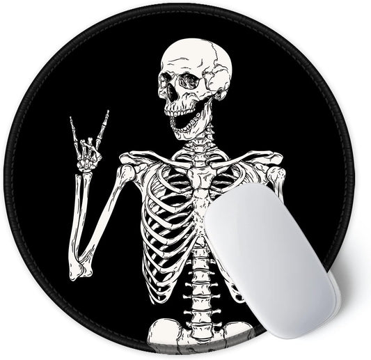 ITNRSIIET Round Mouse Pad with Stitched Edge Premium-Textured Waterproof Non-Slip Rubber Base Desktop Protection Mat Diameter 8.7 inches, Human Skeleton
